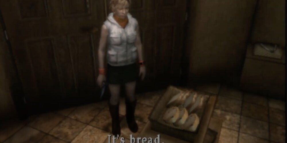 Heather analysing a piece of bread 