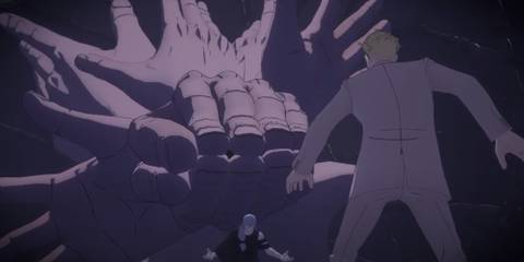 Mahito with a large clasp of hands 