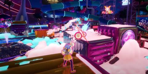 Character firing foam from up high 