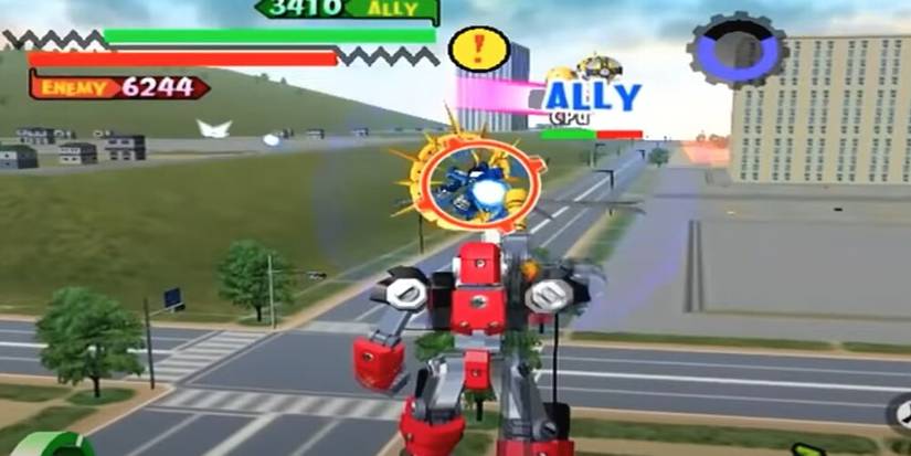 Two mechs fighting in Gotcha Force