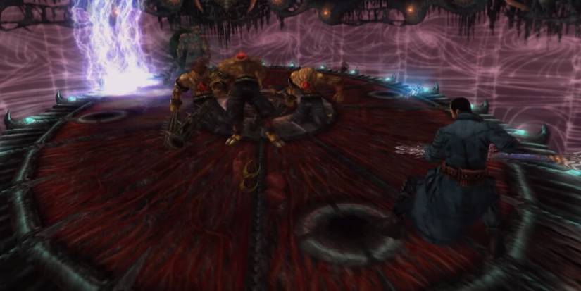 Samurai defeating multiple enemies with a lightning staff 