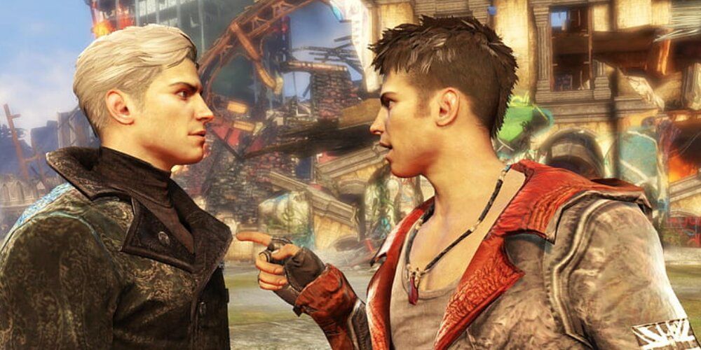 Dante pointing at Vergil 