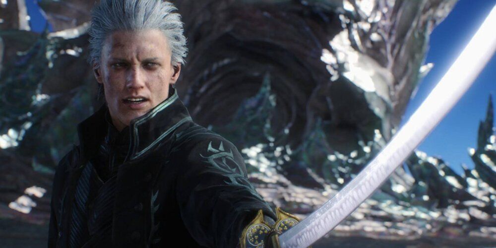 Vergil aiming his sword 