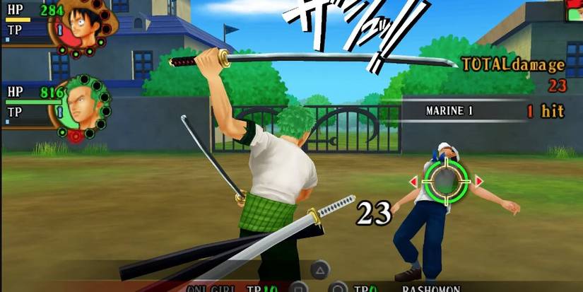 Zero slashing a marine with his sword 