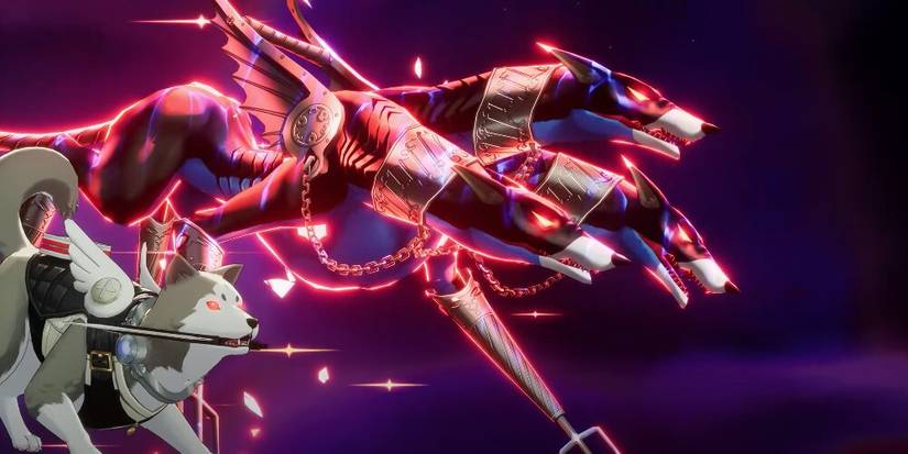 Koromaru and his Hades persona behind him 