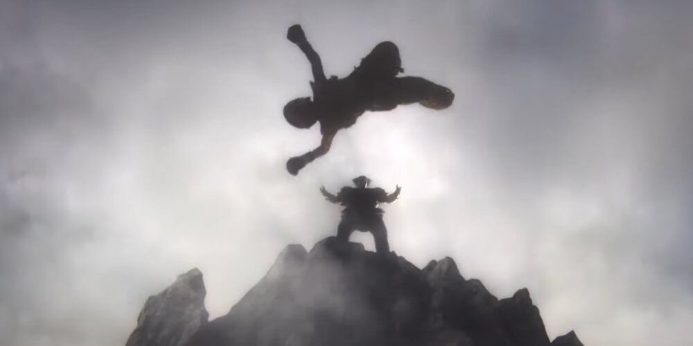 Heihachi throwing kazuya off a cliff 