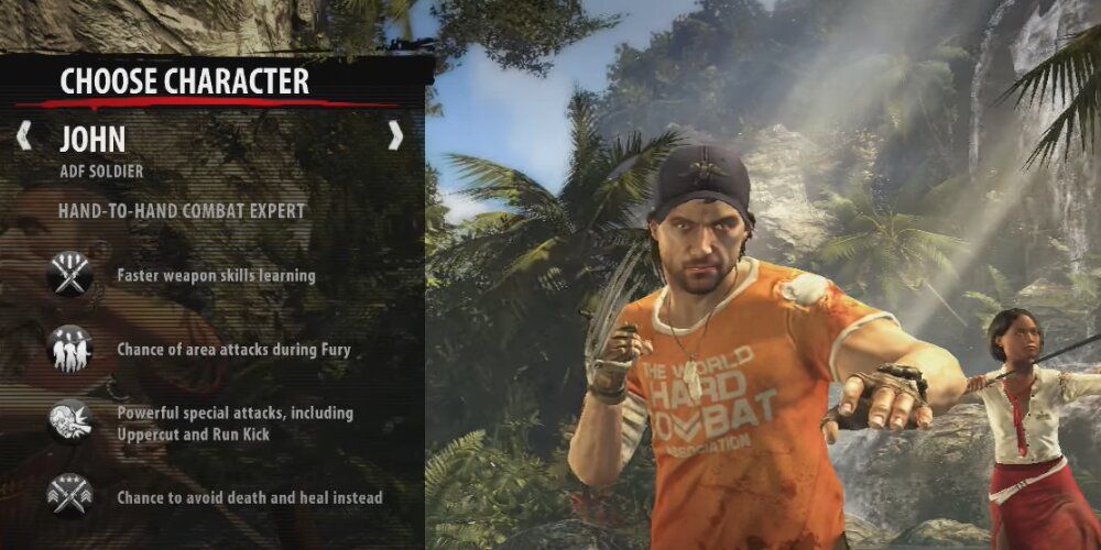 John on the character screen of Dead Island: Riptide