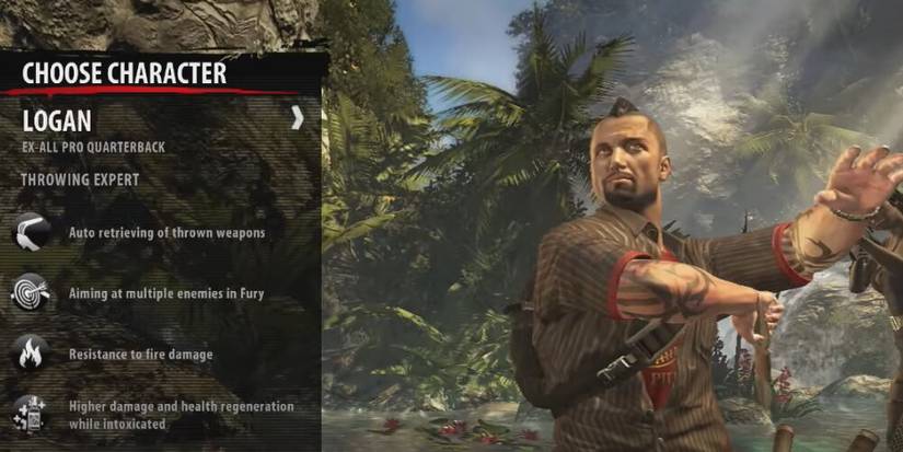 Logan on the character select screen in Dead Island: Riptide