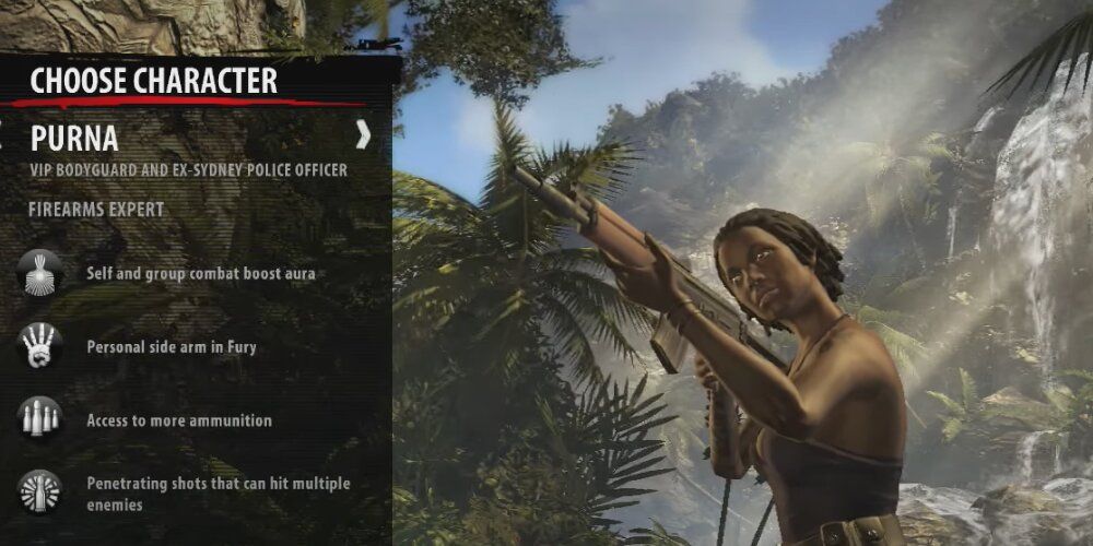 Purna on the character select screen in Dead Island: Riptide