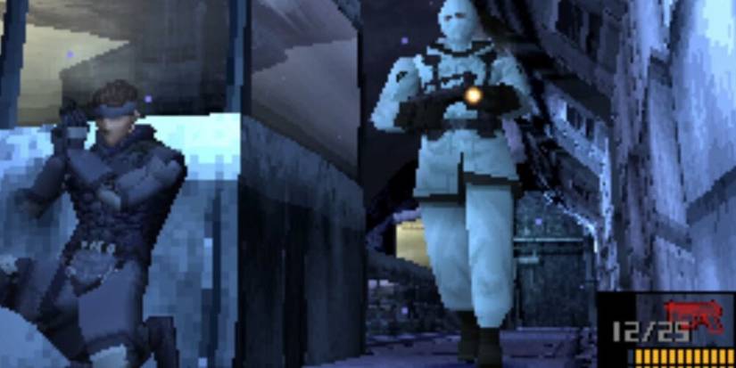 Snake hiding around a corner from a guard 