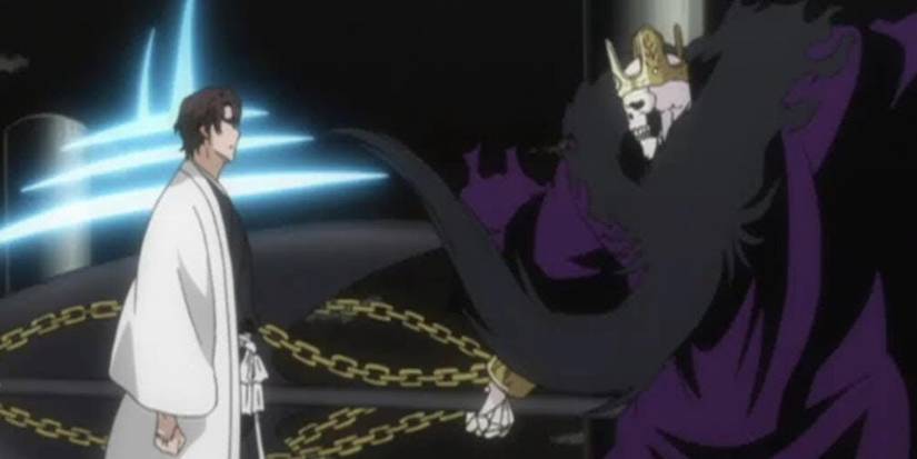 Aizen facing off against Barragan 