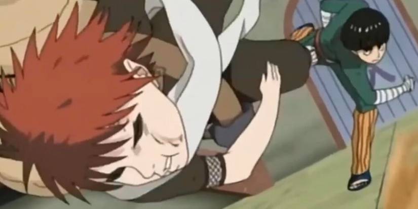 Rock Lee punching Gaara 
