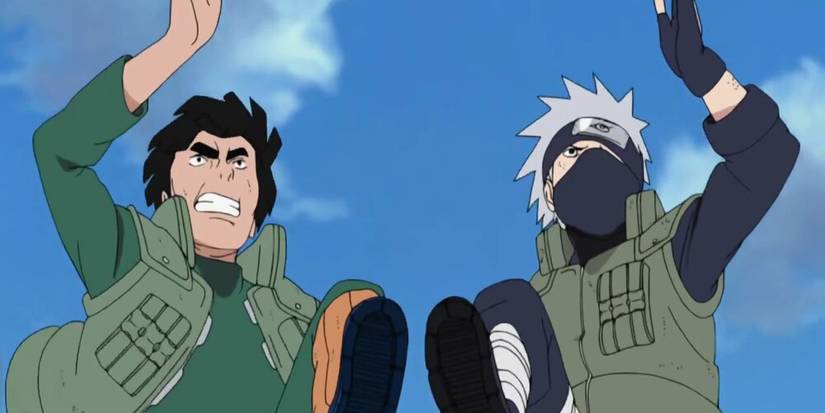 Guy and Kakashi racing each other 