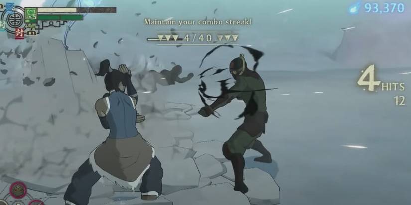 Korra facing off against a soldier in black 