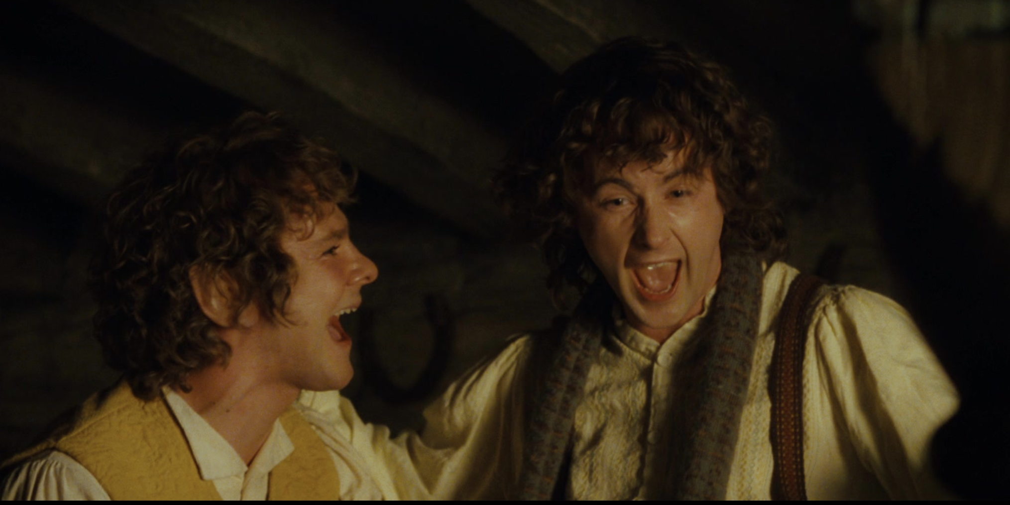 Merry and Pippin laughing