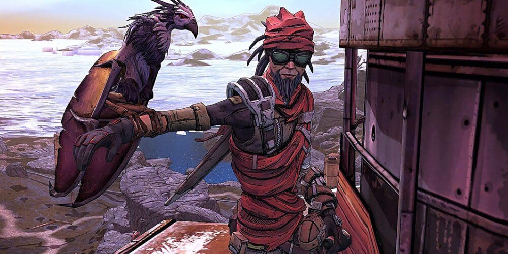 Mordecai with his Bloodwing on his arm 