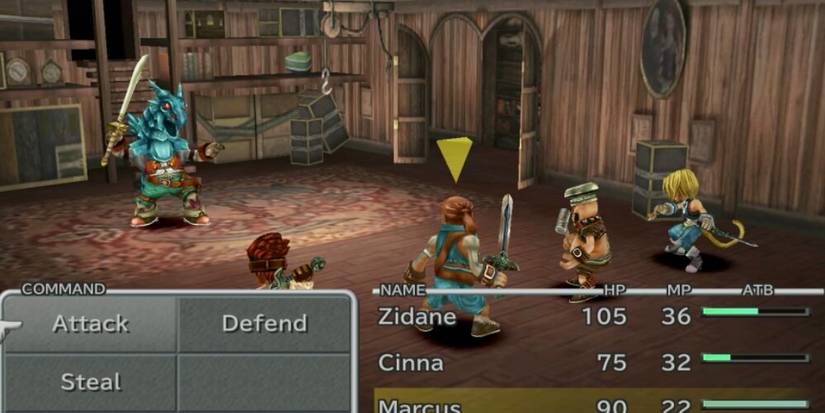 Zidane and the party fighting a dinosaur knight 