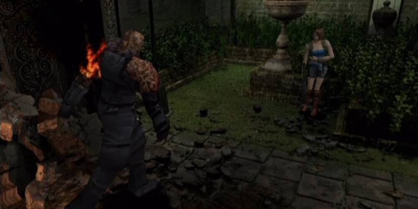 Nemesis walking towards Jill 