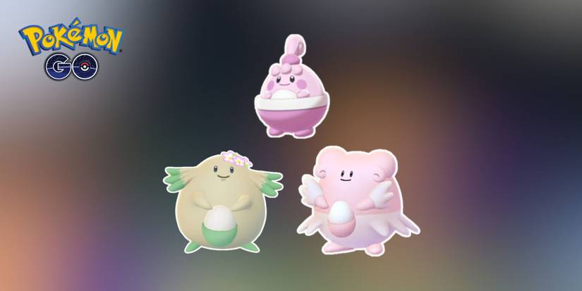 Shiny Happiny, Shiny Chansey, and Shiny Blissey in Pokemon GO