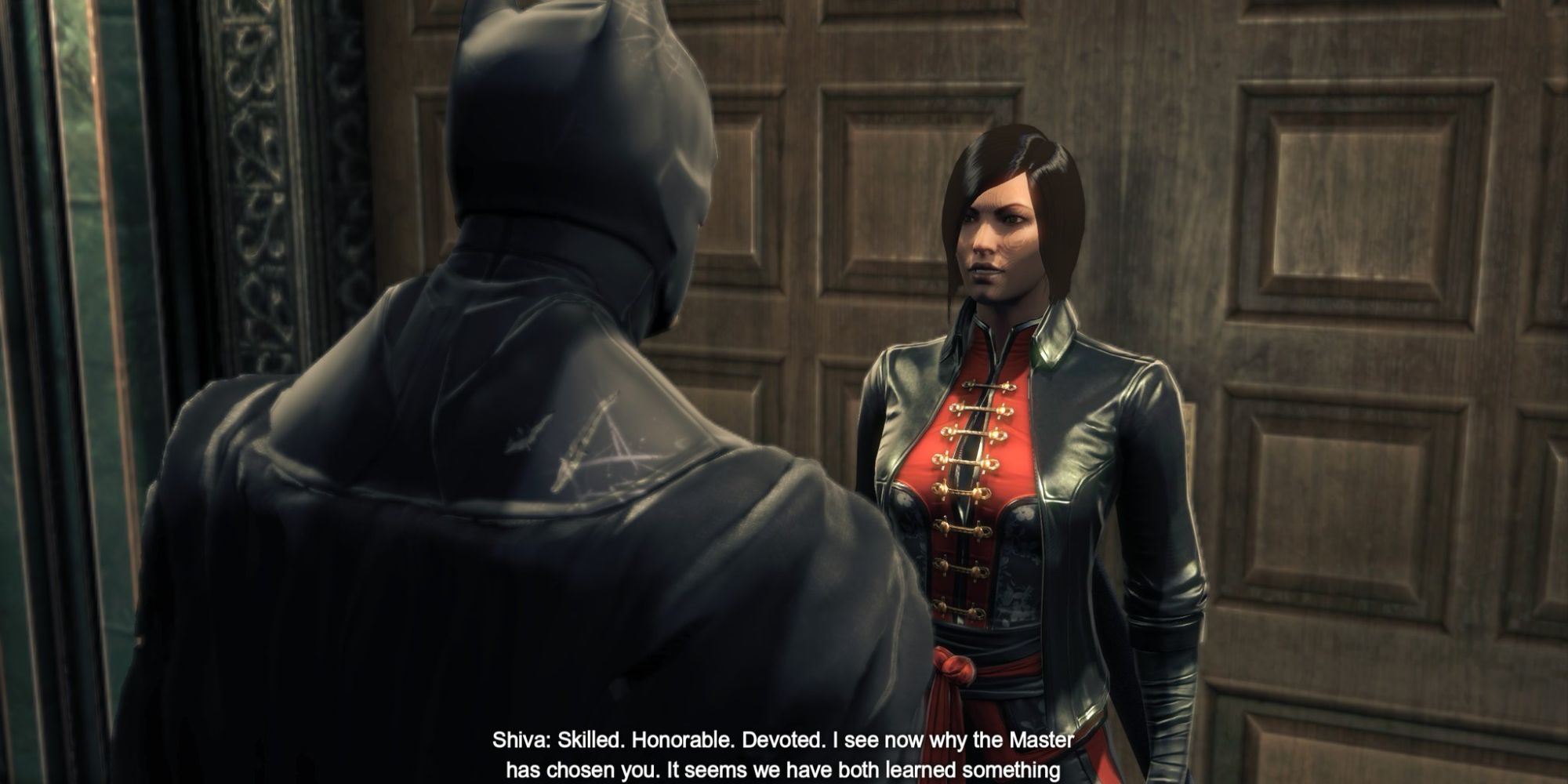 Batman talking to Shiva in Batman: Arkham Origins