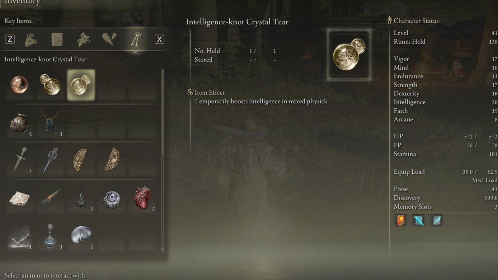 intelligence knot crystal tear elden ring