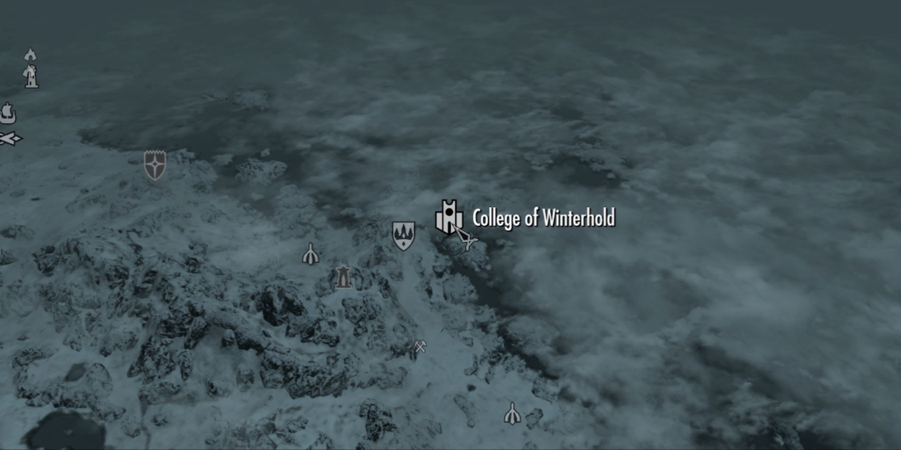 College of Winterhold in Skyrim location on the map