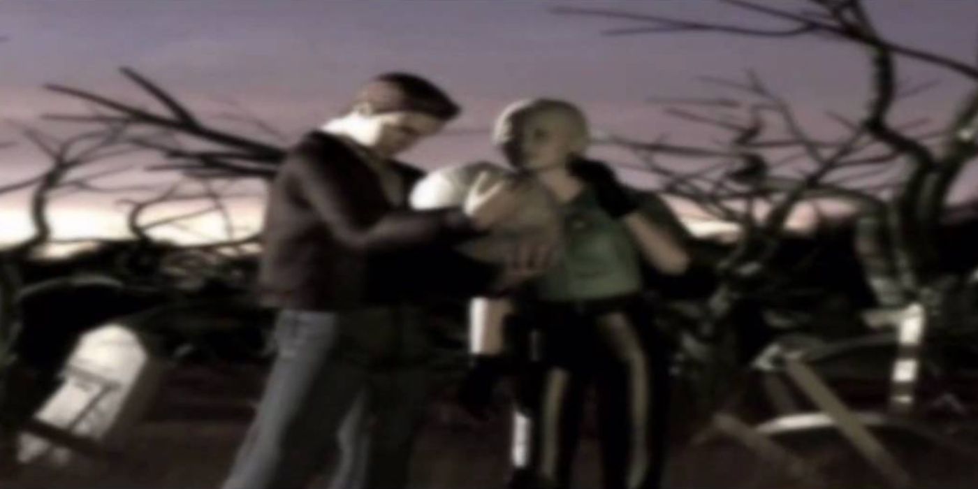 Silent Hill Harry and Cybil looking at a baby