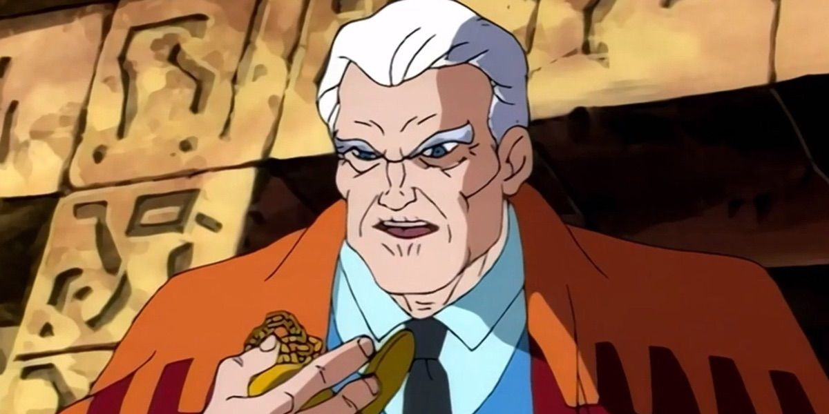 Silvermane checking a watch from Spider-Man the Animated Series