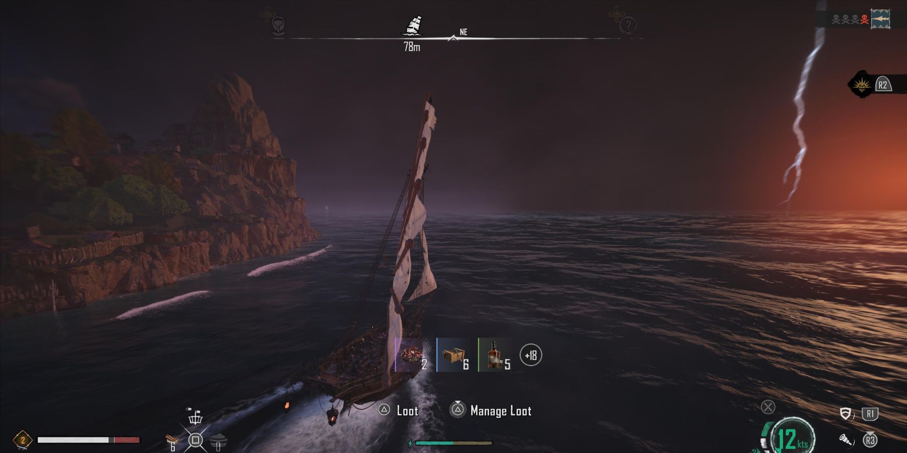 Skull and Bones Picking Up Loot After Death