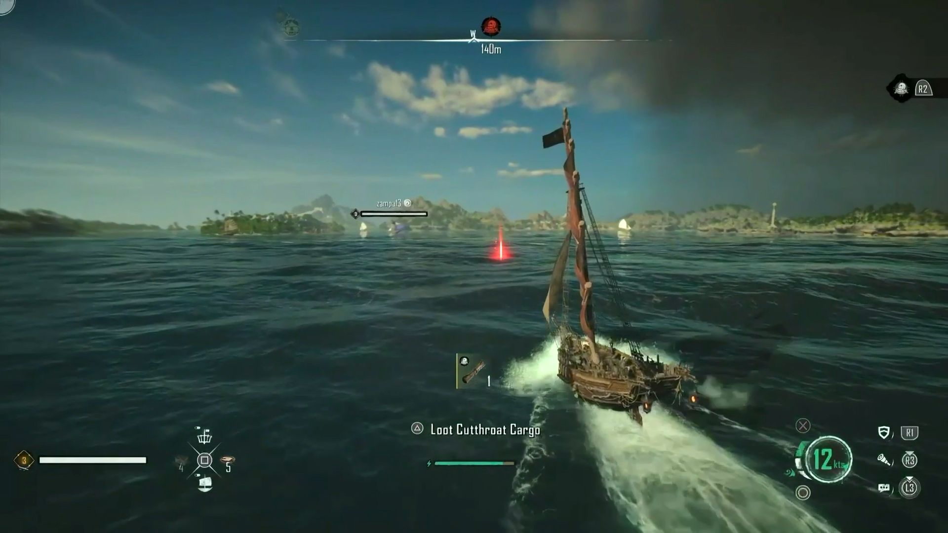 A player attempting to loot Cut-Throat Cargo in Skull and Bones