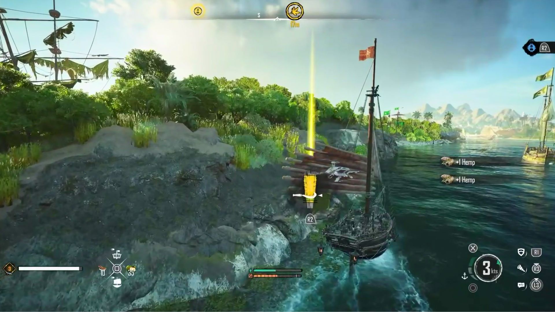 A player harvesting Hemp in Skull and Bones