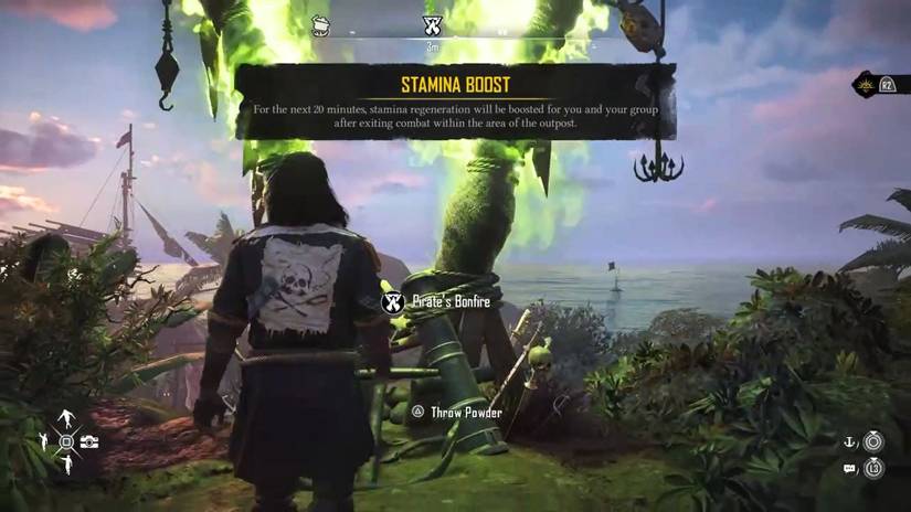 A player using a Pirates Bonfire in Skull and Bones