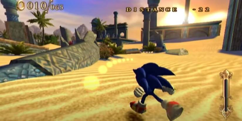 Sonic And The Secret Rings Sonic running through a desert