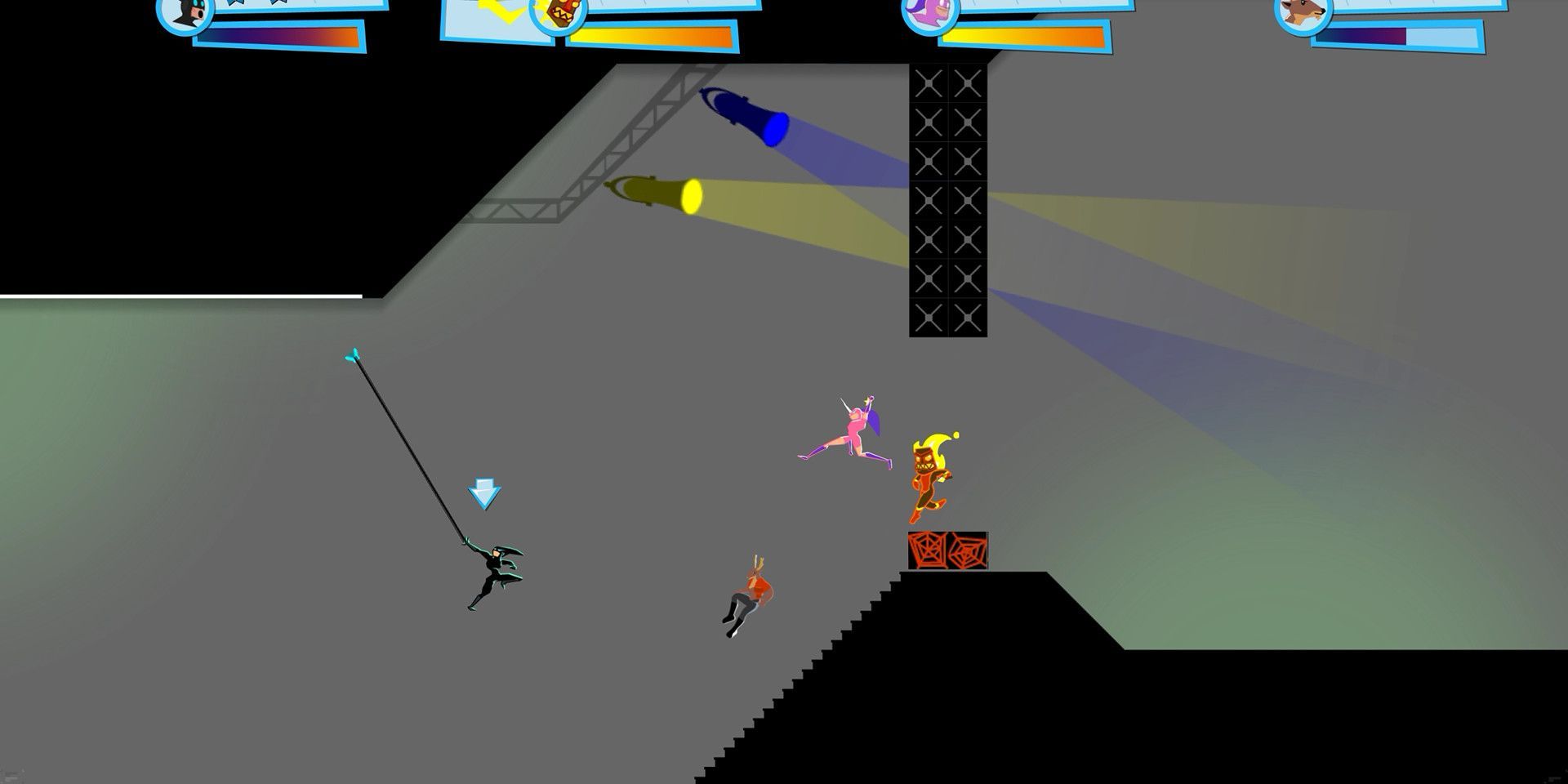 A four-players race in SpeedRunners