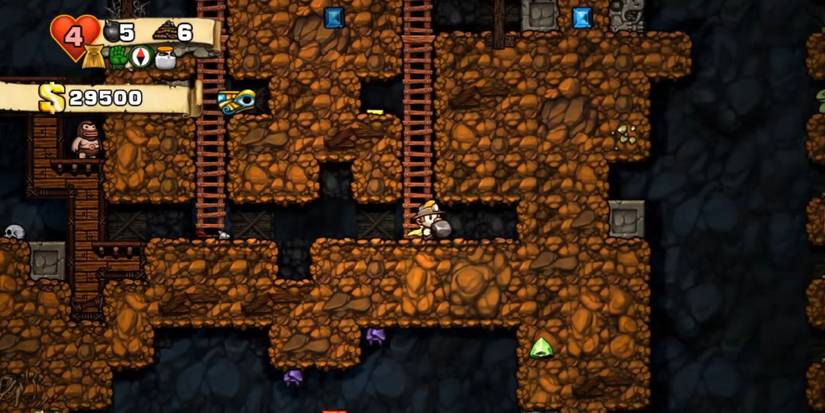 Explorer Carries Rock In Spelunky For PSVita