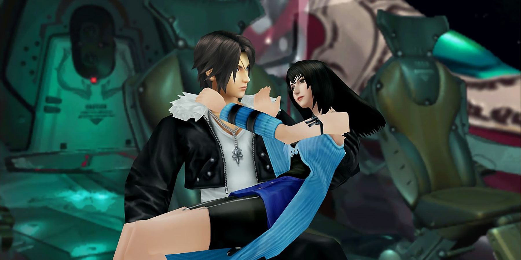 Squall carrying Rinoa in Final Fantasy 8