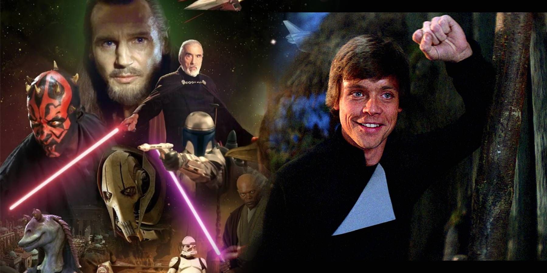 Poster art from the Star Wars prequels with Mark Hamill as Luke Skywalker in Return of the Jedi