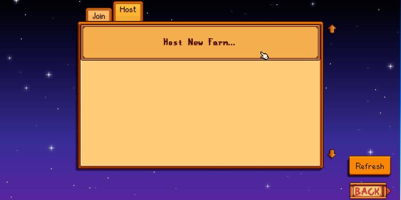 the multiplayer host menu in stardew valley.