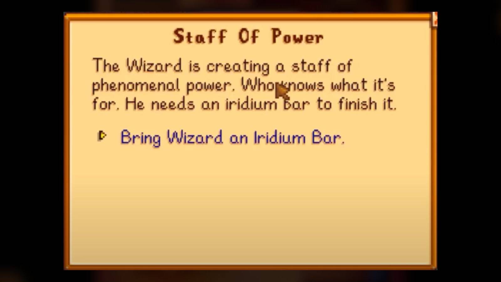 stardew valley the staff of power quest. 