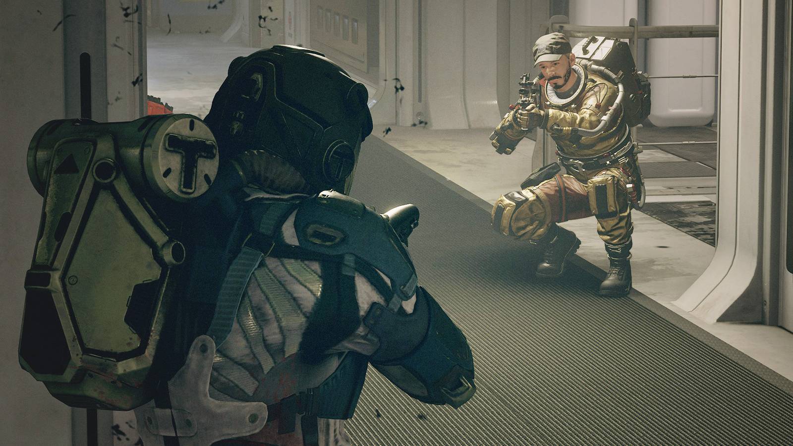 Starfield GR screenshot indoor corridor shootout