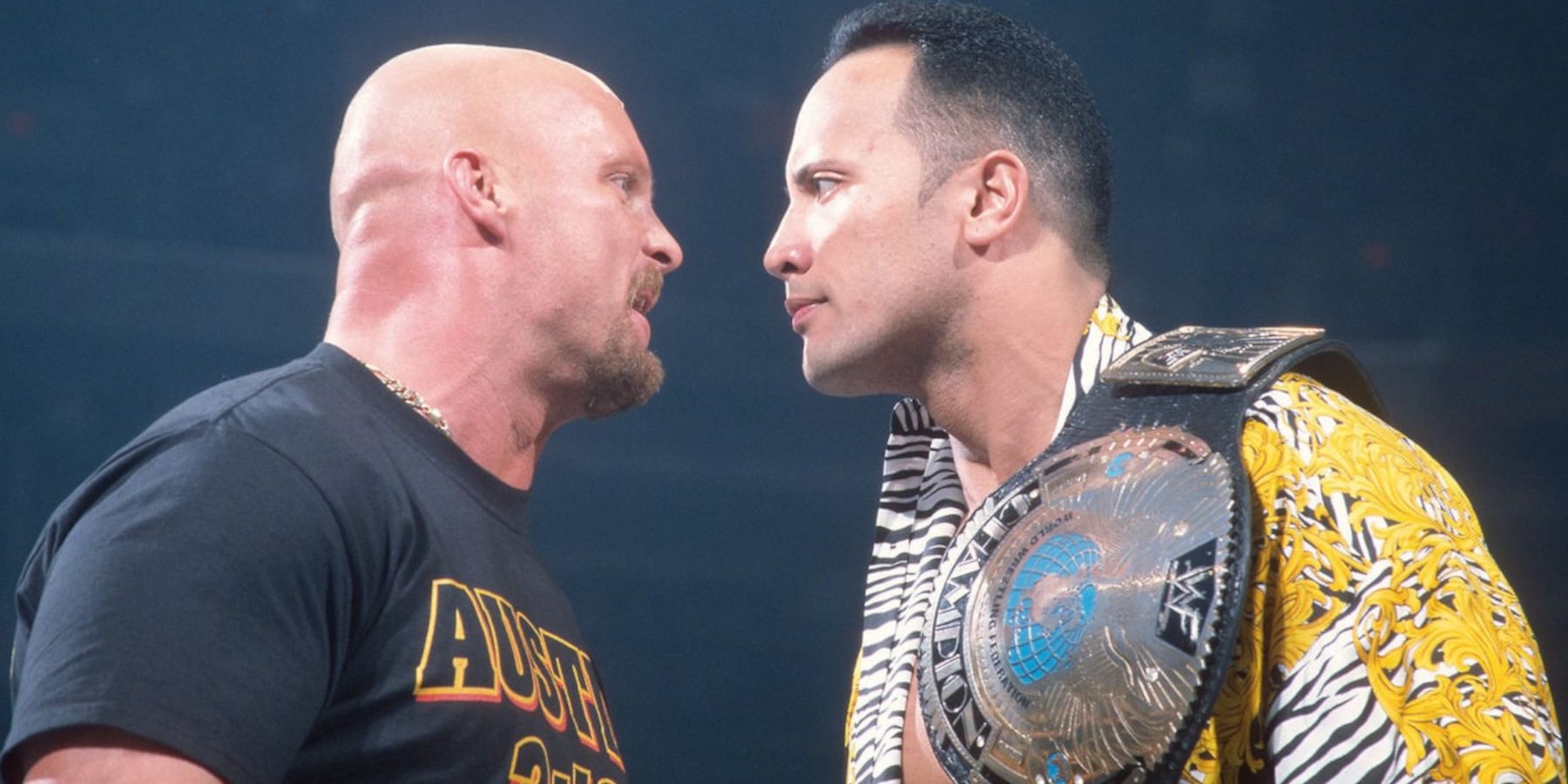 Steve Austin and The Rock staredown