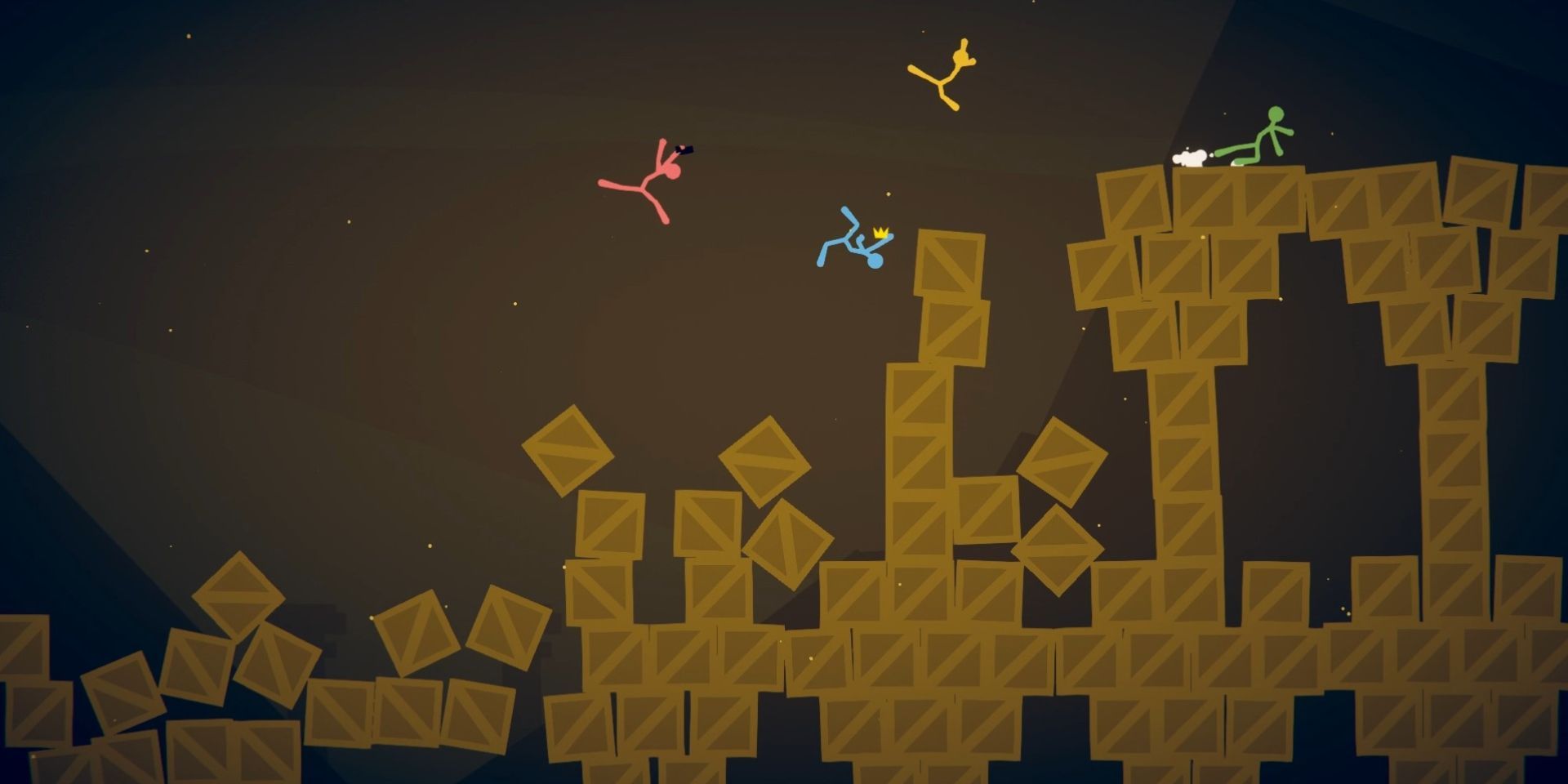 A level made of boxes in Stick Fight The Game