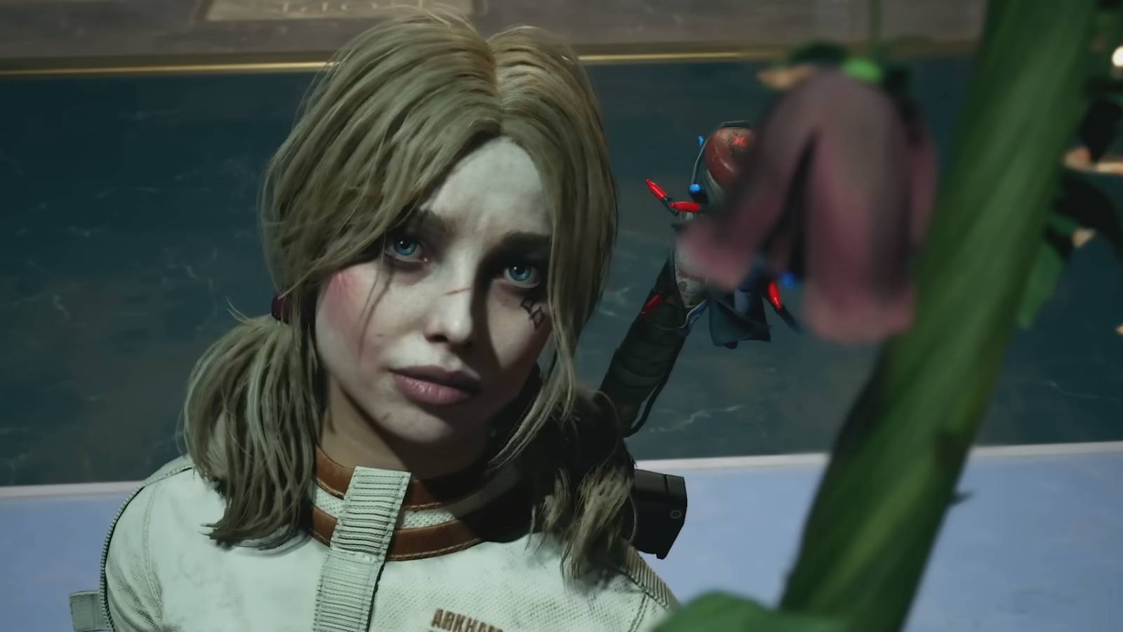 A screenshot from Suicide Squad: Kill the Justice League showing Harley Quinn and one of Poison Ivy's plants.