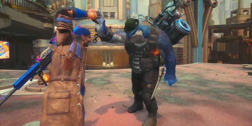 captain boomerang and king shark high five