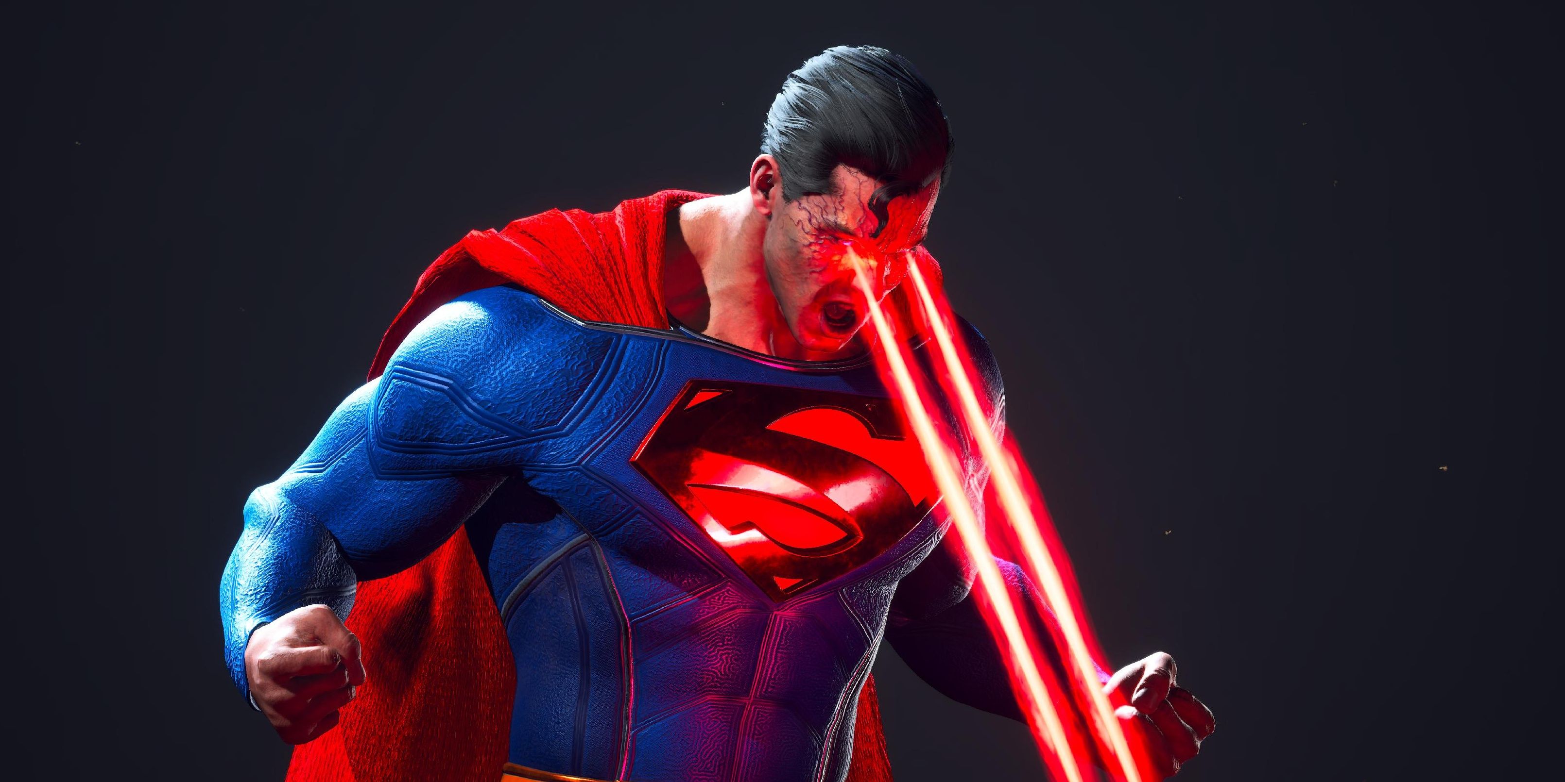 evil superman using his heat vision