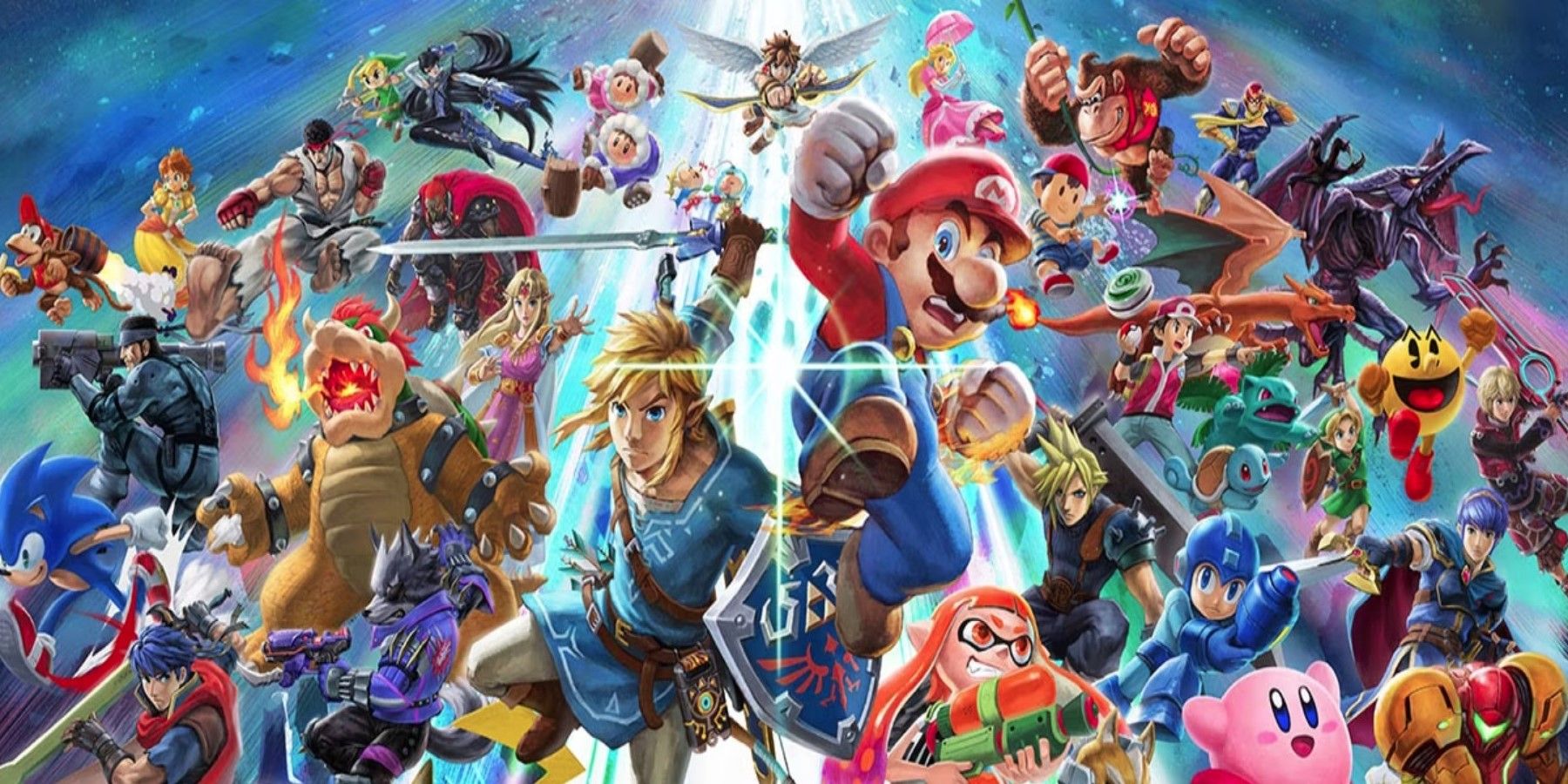 A collection of all the characters from the game Super Smash Bros. Ultimate