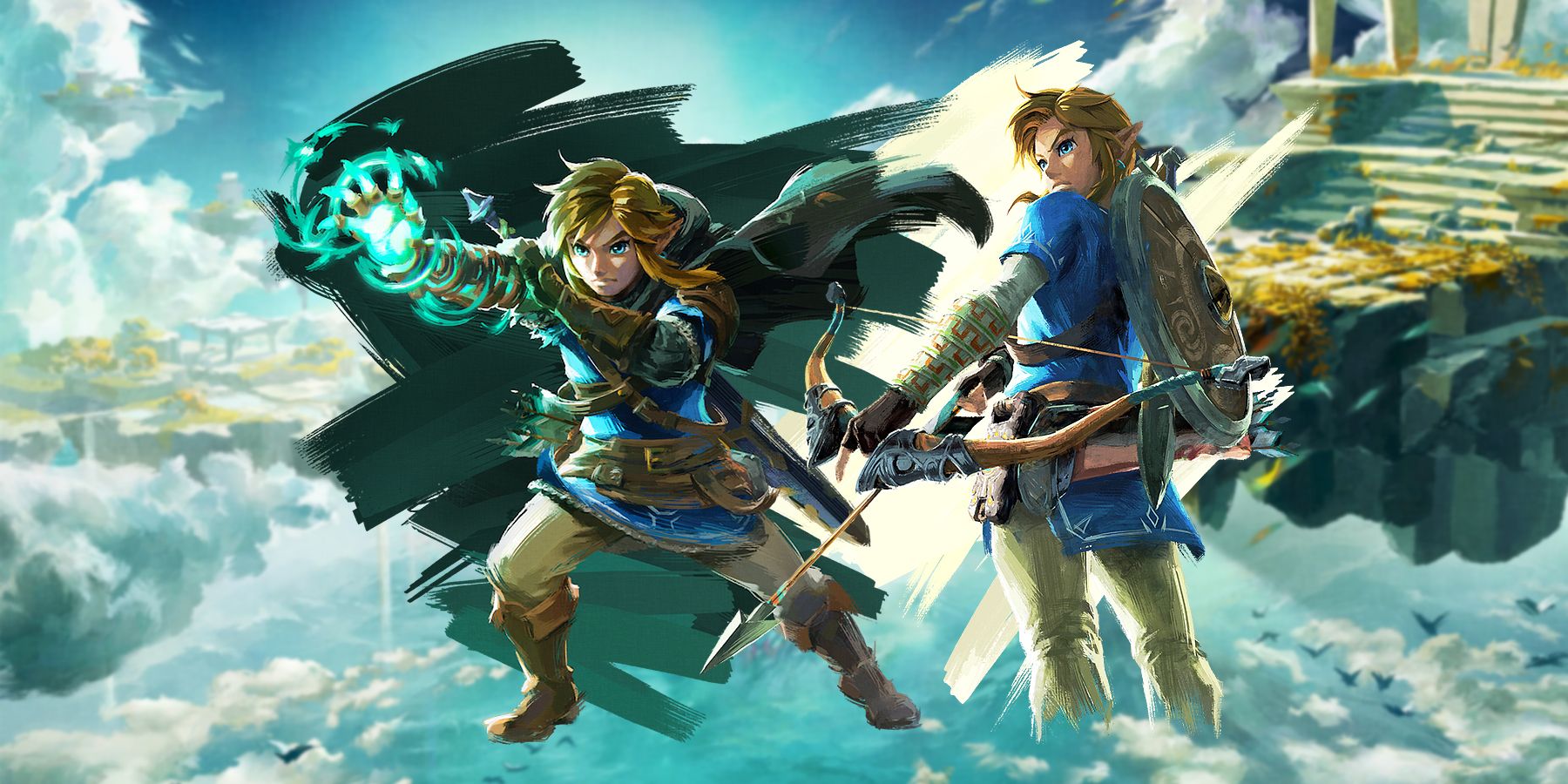 Tears of the Kingdom Link next to Breath of the Wild Link