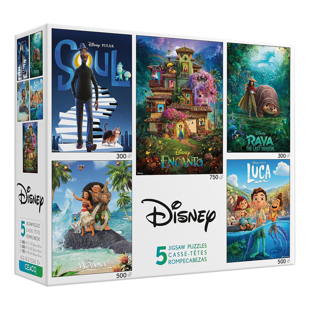 The Best Movie and TV Puzzles Disney Pixar Five in One Puzzle Set