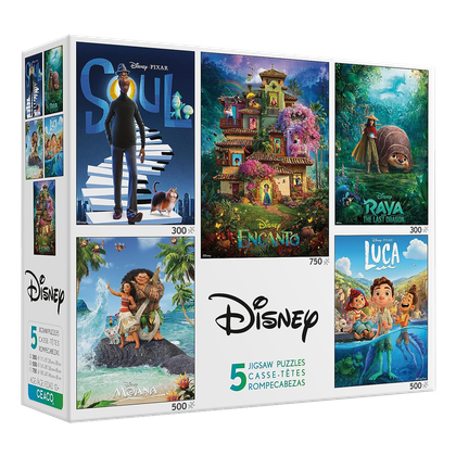 The Best Movie and TV Puzzles Disney Pixar Five in One Puzzle Set