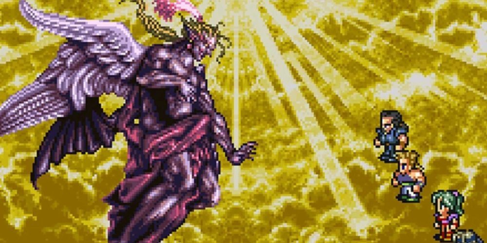 The final boss against Kefka Palazzo in Final Fantasy 6.